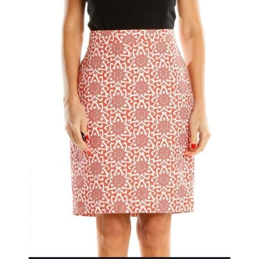 J.Crew Pink Printed Holiday Pencil‎ Skirt Size 8 NWOT